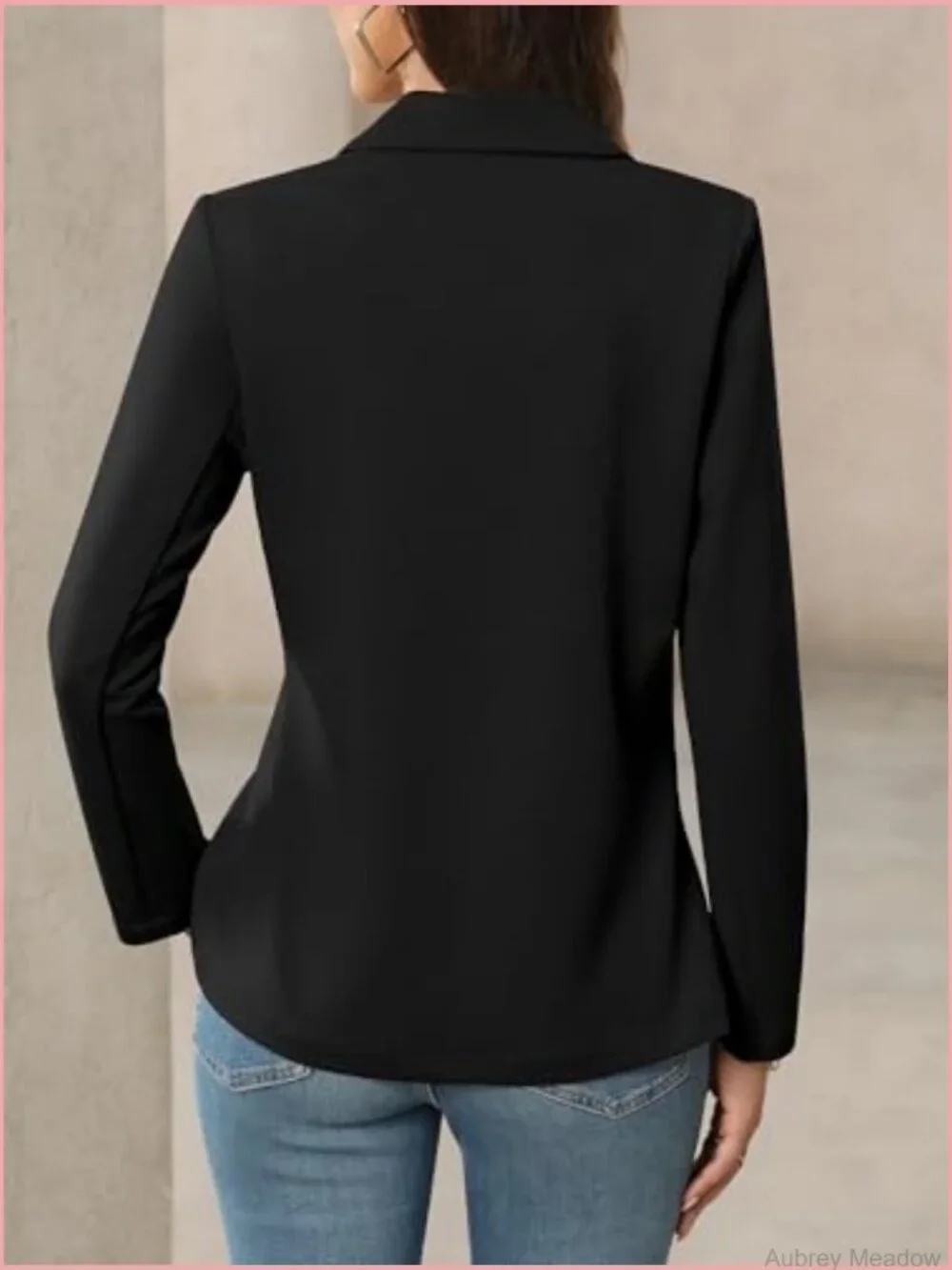 Business Casual Open Front Blazer, Stretchy Knit Long Sleeve Work Office Suit